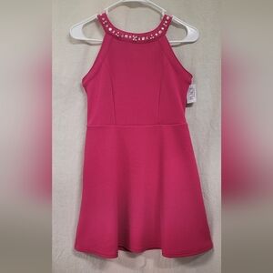 NWT The Children's Place Party Dress Girls Size 12 Barbie Pink with Gem details